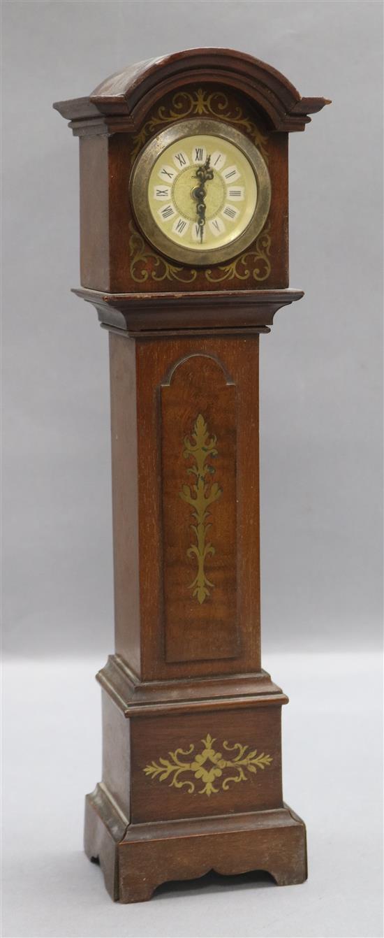 A mahogany and cut brass miniature longcase clock height 39.5cm